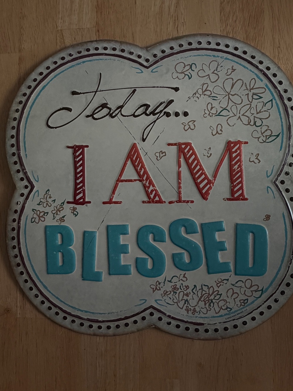 Today I Am Blessed Decorative Wall Tin Plaque - Blue and Red